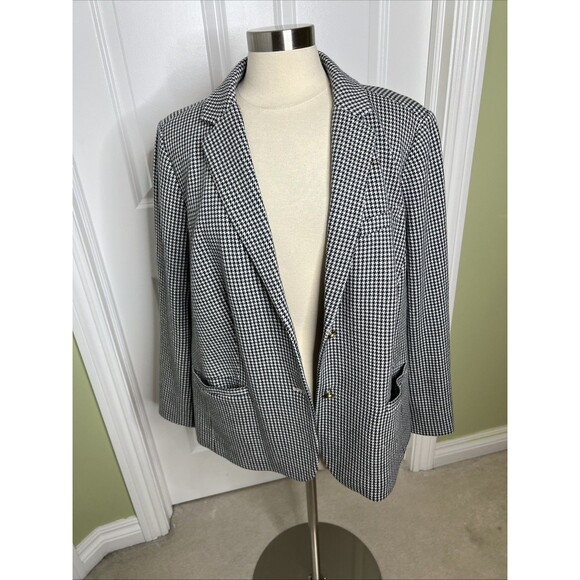 Talbots Woman Petite Aberdeen Blazer Jacket 22WP Houndstooth Career Work Wear - Picture 10 of 15